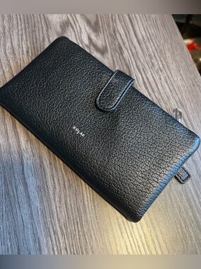 COĻAB Black Vegan Leather Wallet Organizer duel-Zip Multi-Card Holder 7.5”